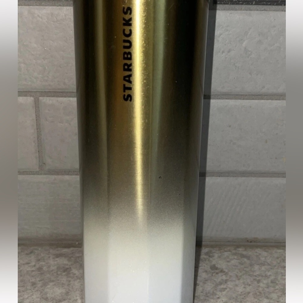 Starbucks Insulated Tumbler 2020 Gold White Ombre Double Wall Hot/Cold Cup 16 oz